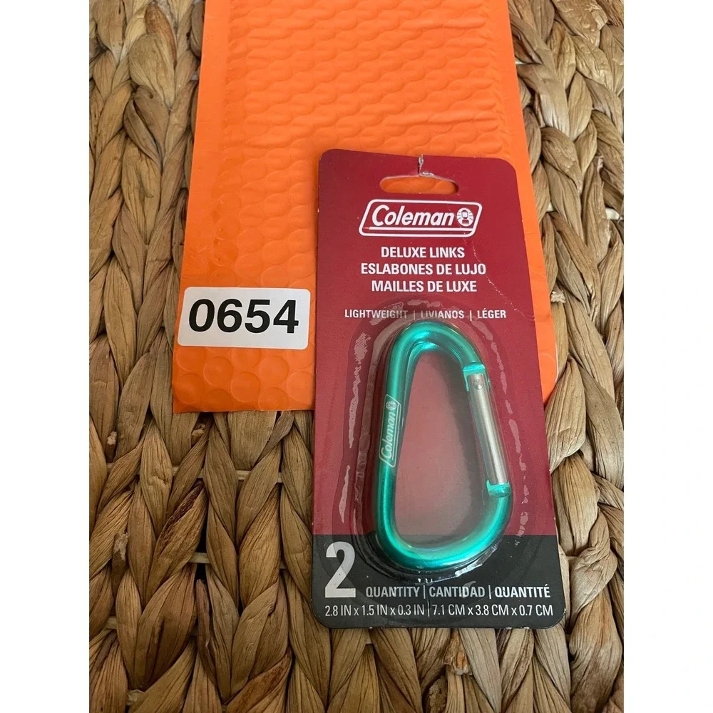 ✅Coleman Deluxe Links Aluminum Carabiner 2 Pack TLightweight Gear Clips #️⃣0654